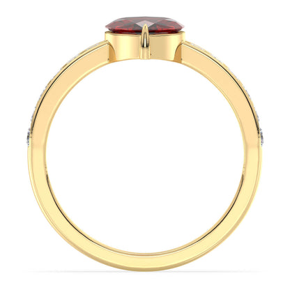 Marquise Red Garnet Solitaire Ring with Moissanite-Yellow