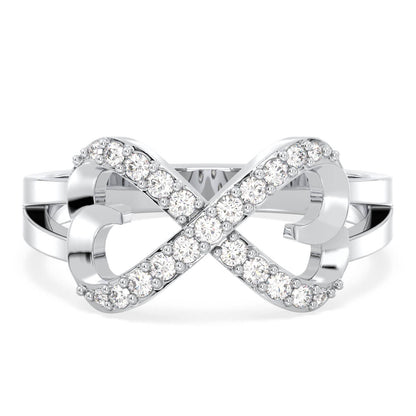 Split Shank Round Moissanite infinity Heart Ring-White