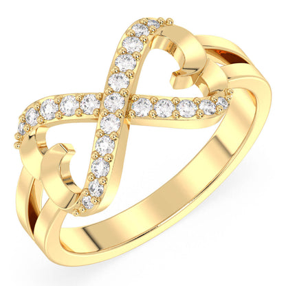 Split Shank Round Moissanite infinity Heart Ring-Yellow