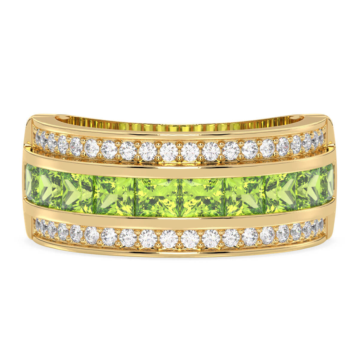 Stackable Peridot and Moissanite Band Ring-Yellow