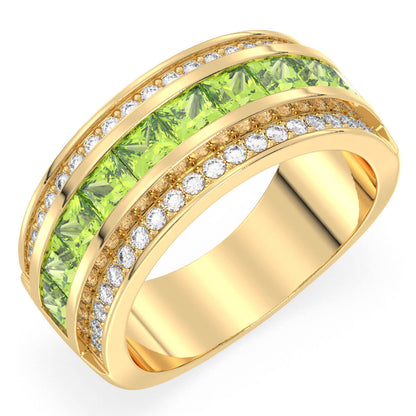 Stackable Peridot and Moissanite Band Ring-Yellow