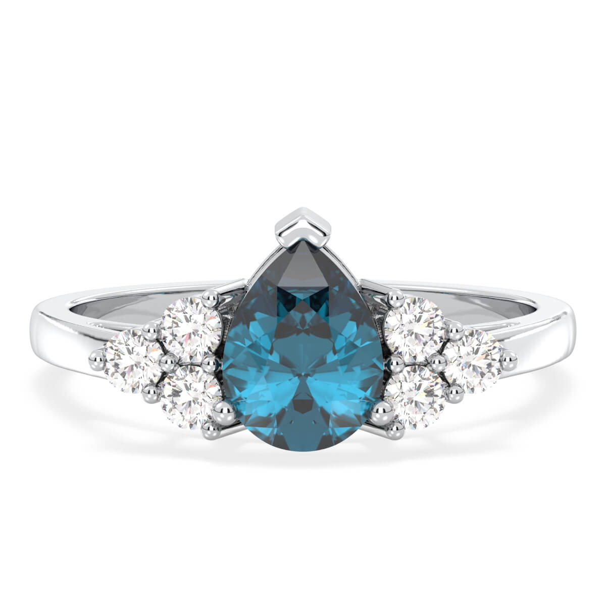 Classic London Blue Topaz Ring-White