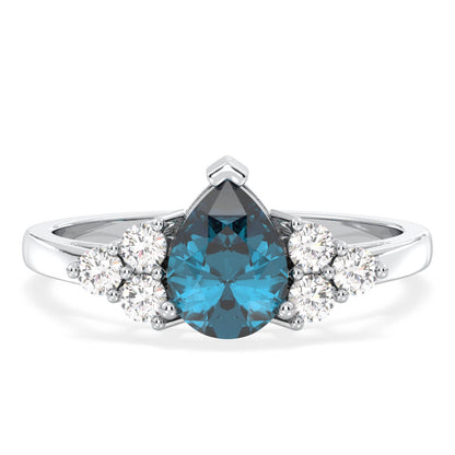 Classic London Blue Topaz Ring-White