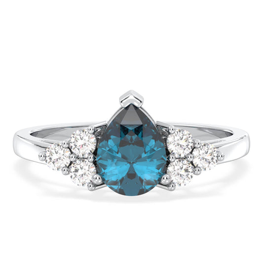 Classic London Blue Topaz Ring-White