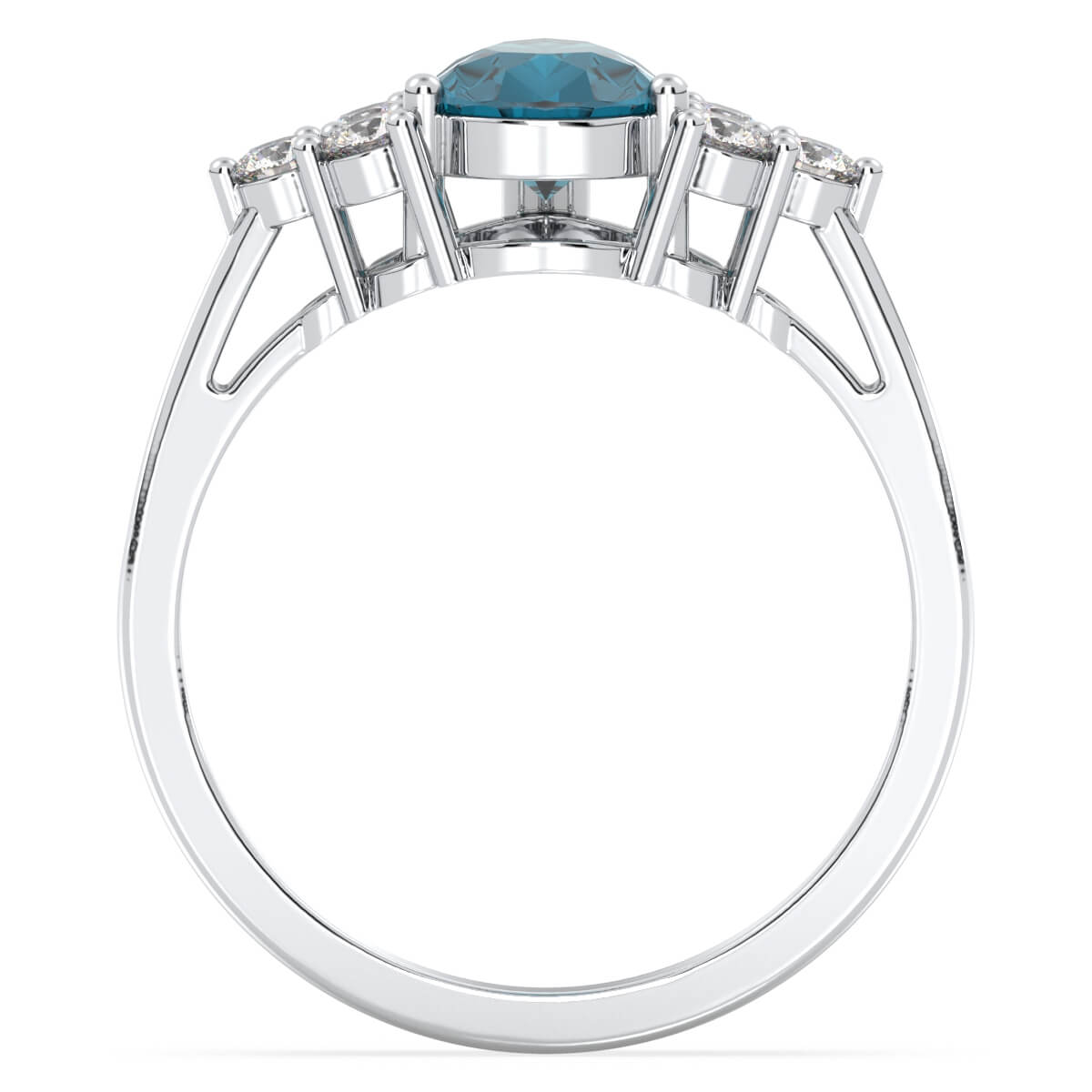 Classic London Blue Topaz Ring-White