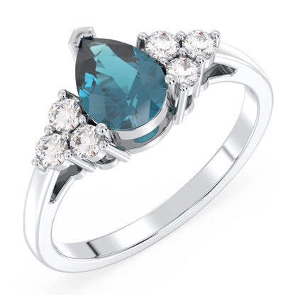 Classic London Blue Topaz Ring-White