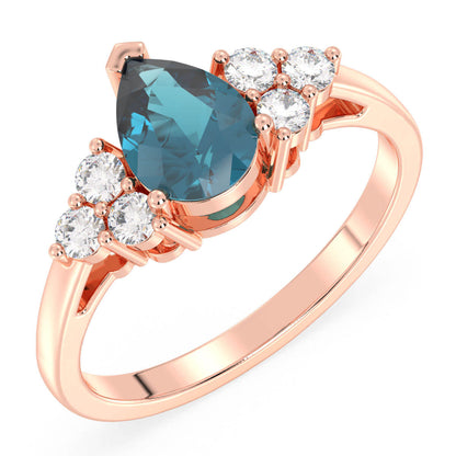 Classic London Blue Topaz Ring-Rose