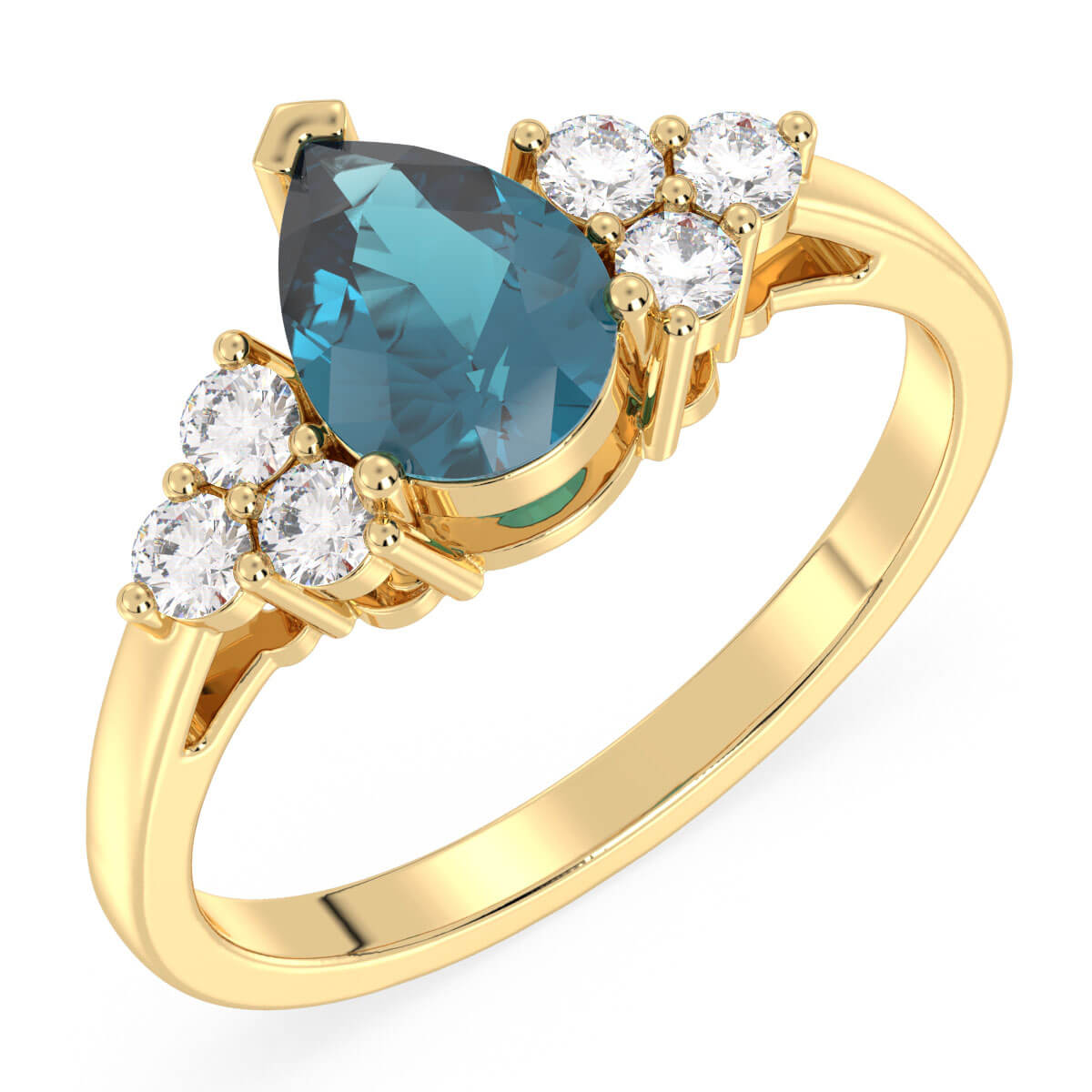 Classic London Blue Topaz Ring-Yellow