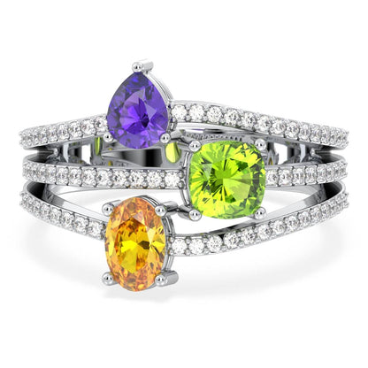 Multi-Gem Cocktail Ring-White