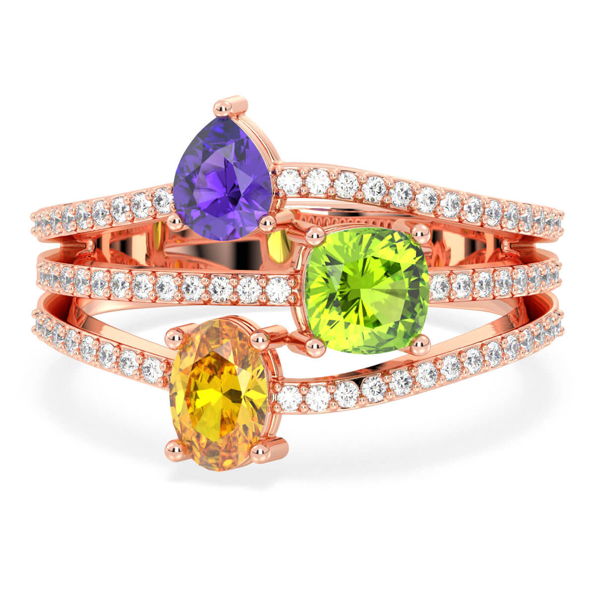 Multi-Gem Cocktail Ring-Rose