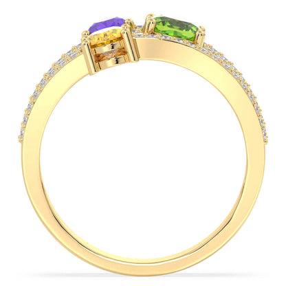 Multi-Gem Cocktail Ring-Yellow