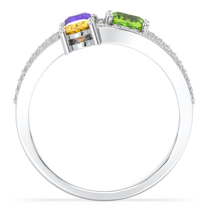 Multi-Gem Cocktail Ring-White