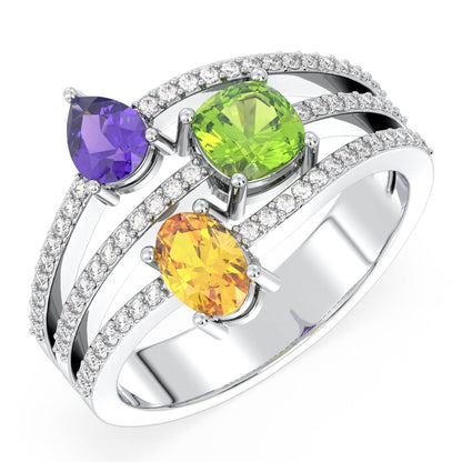 Multi-Gem Cocktail Ring-White