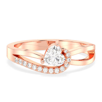 Heart-Shaped Moissanite Bypass Ring-Rose