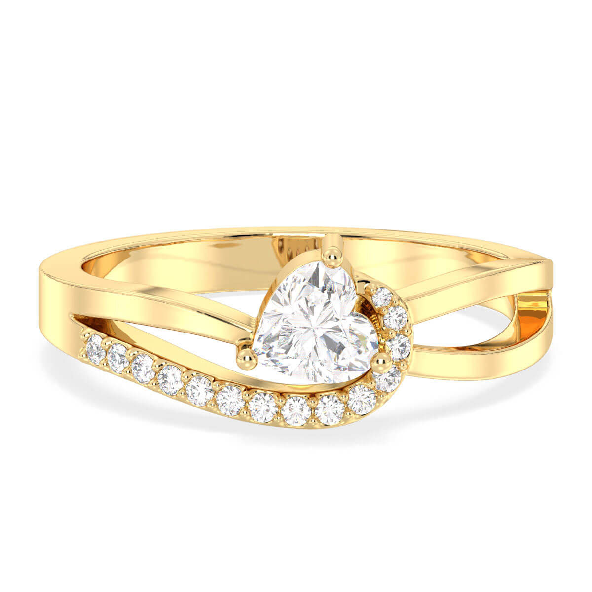 Heart-Shaped Moissanite Bypass Ring-Yellow