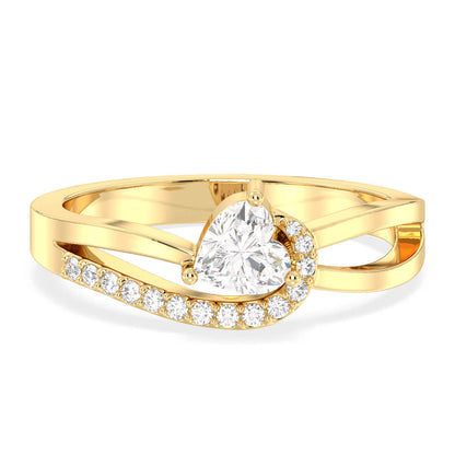 Heart-Shaped Moissanite Bypass Ring-Yellow