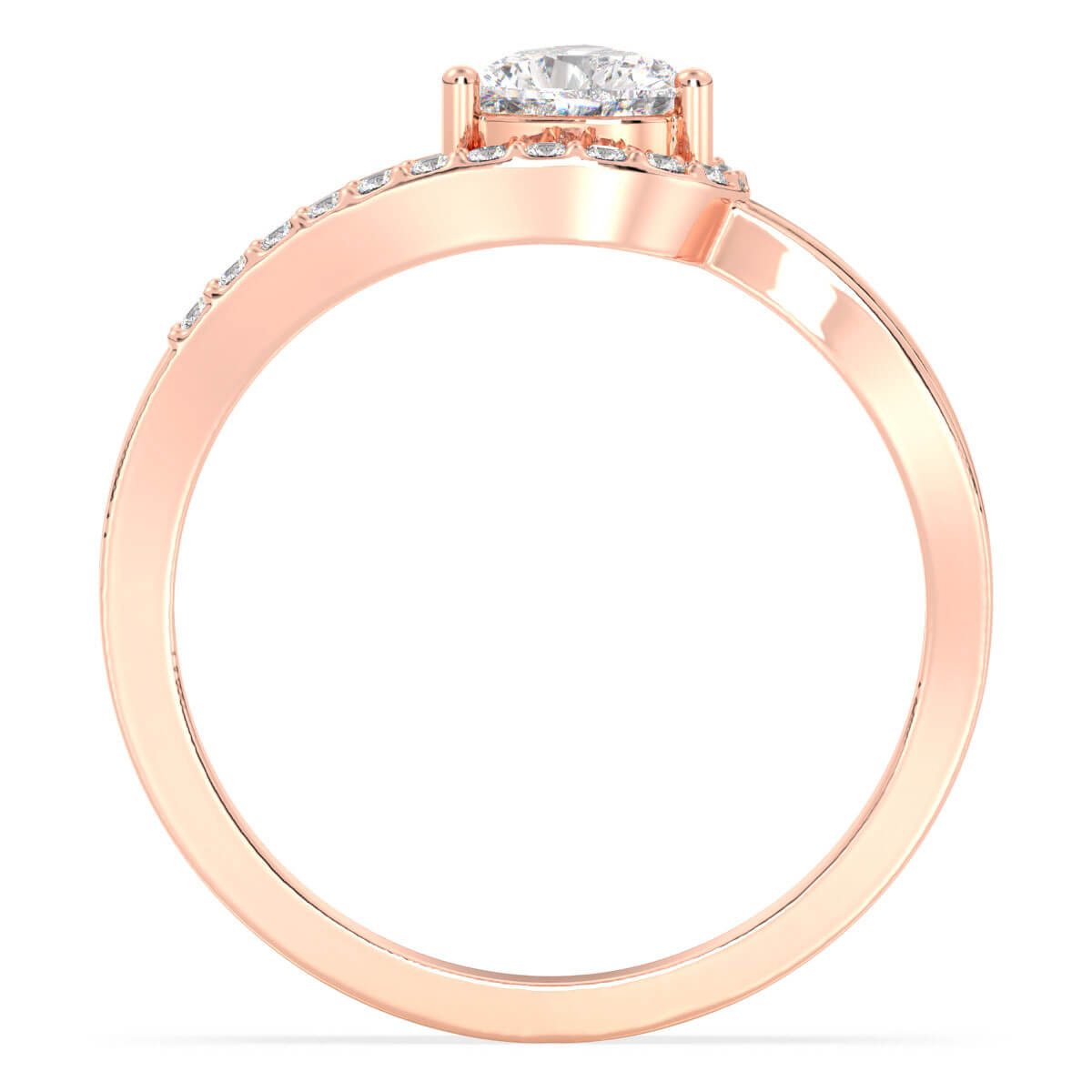 Heart-Shaped Moissanite Bypass Ring-Rose