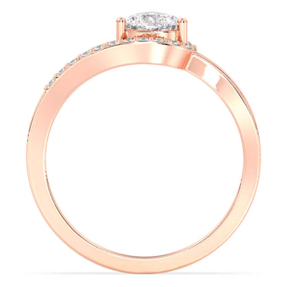 Heart-Shaped Moissanite Bypass Ring-Rose