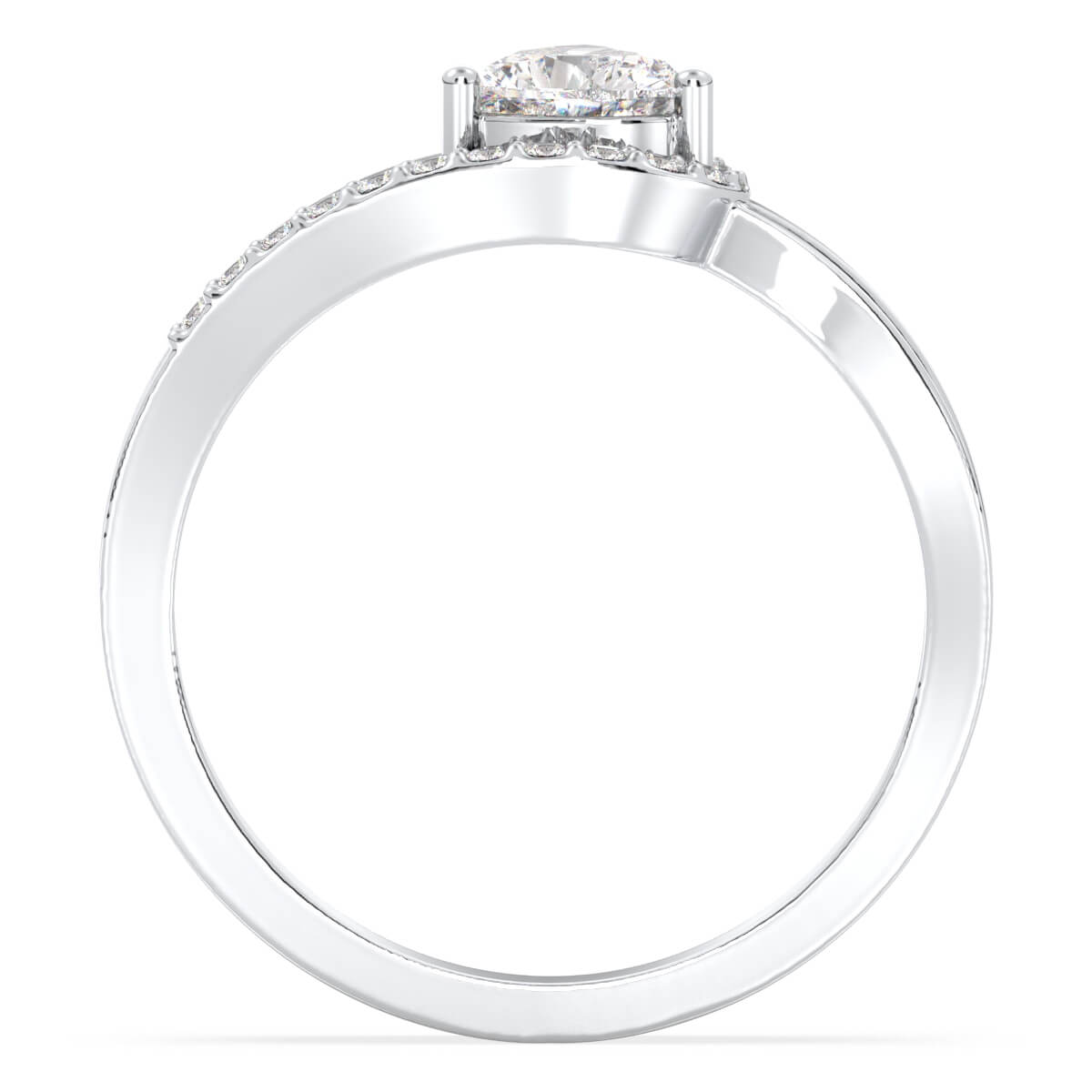 Heart-Shaped Moissanite Bypass Ring-White