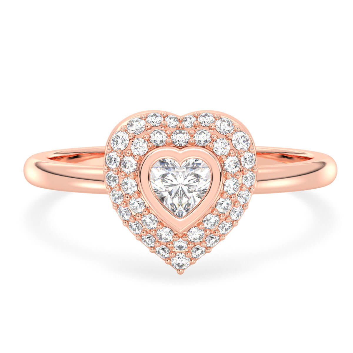 Heart-Shaped Moissanite Halo Ring-Rose