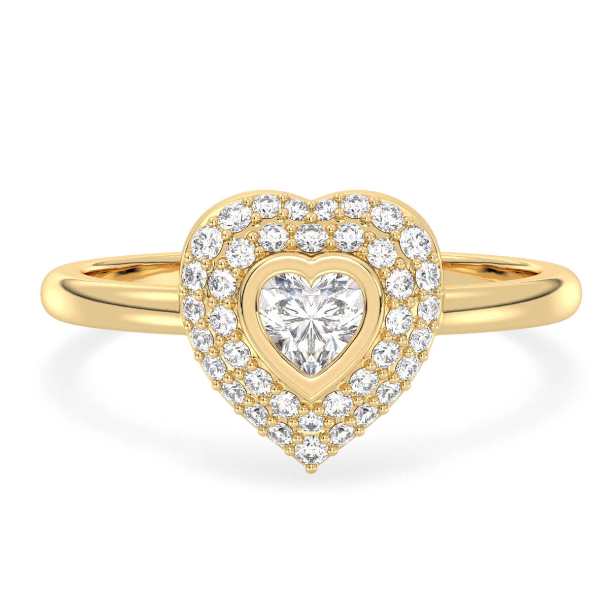 Heart-Shaped Moissanite Halo Ring-Yellow