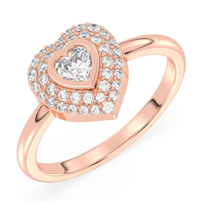 Heart-Shaped Moissanite Halo Ring-Rose