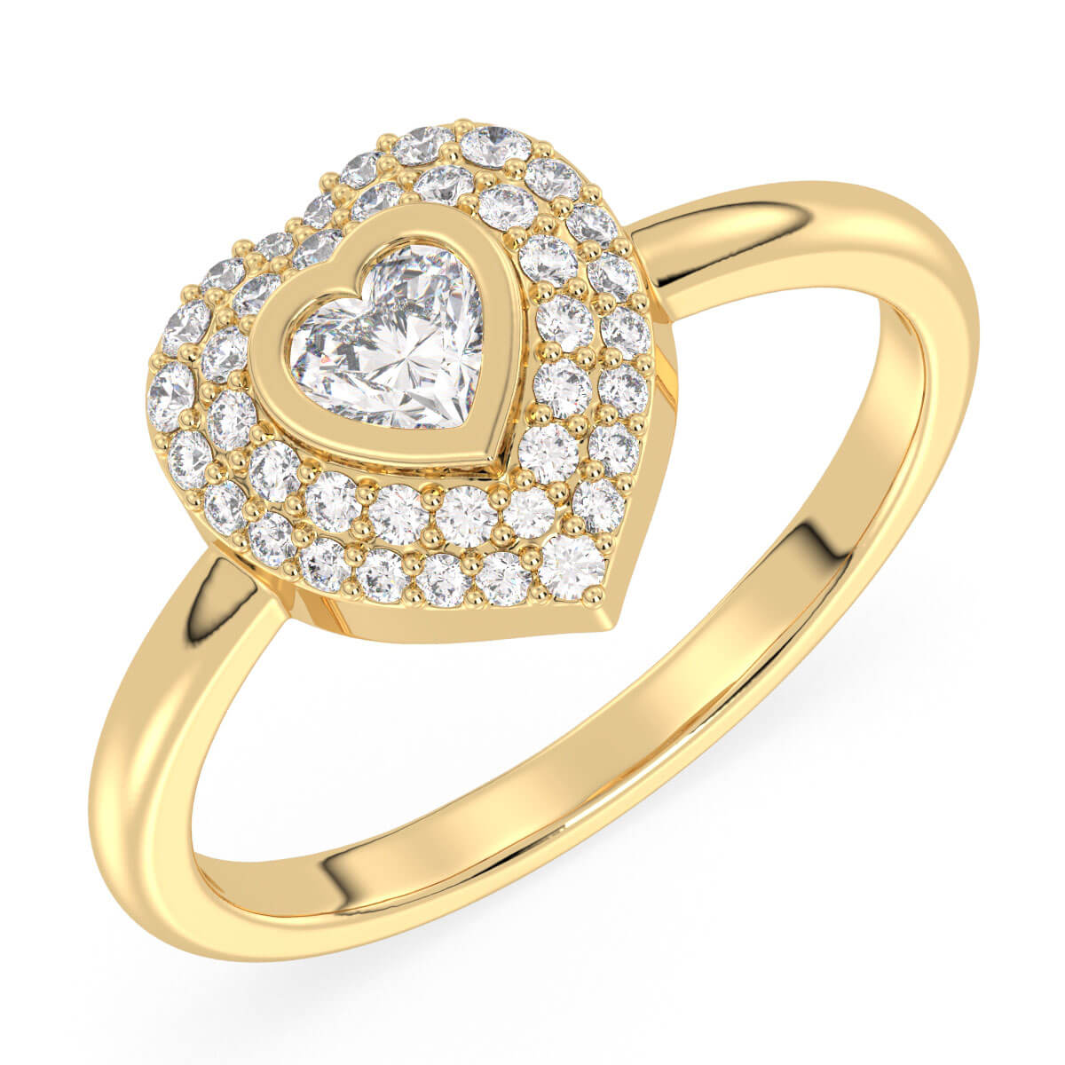 Heart-Shaped Moissanite Halo Ring-Yellow