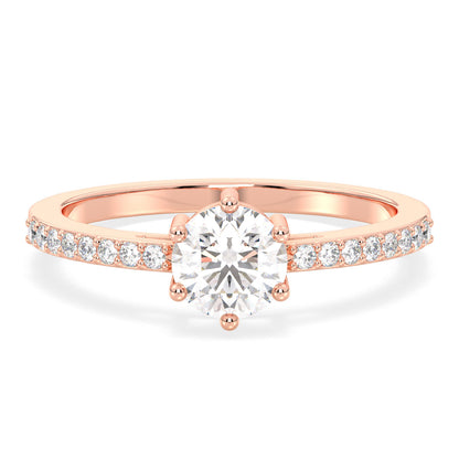 Moissanite Tapered Shank Engagement Ring with Accents-Rose