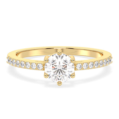 Moissanite Tapered Shank Engagement Ring with Accents-Yellow