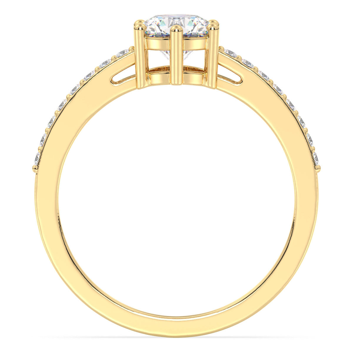 Moissanite Tapered Shank Engagement Ring with Accents-Yellow