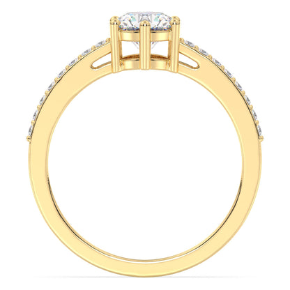 Moissanite Tapered Shank Engagement Ring with Accents-Yellow