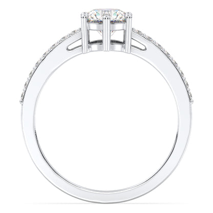 Moissanite Tapered Shank Engagement Ring with Accents-White