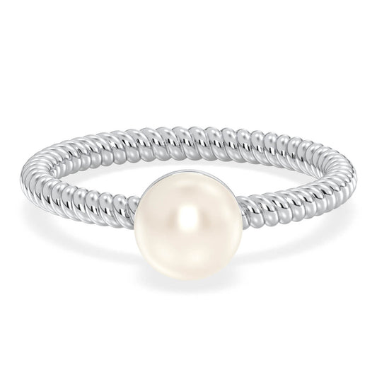 Pearl Twist Band Ring-White