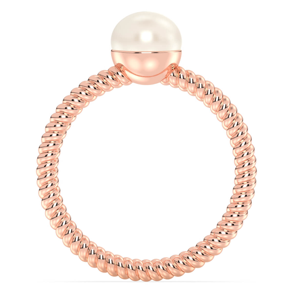 Pearl Twist Band Ring-Rose