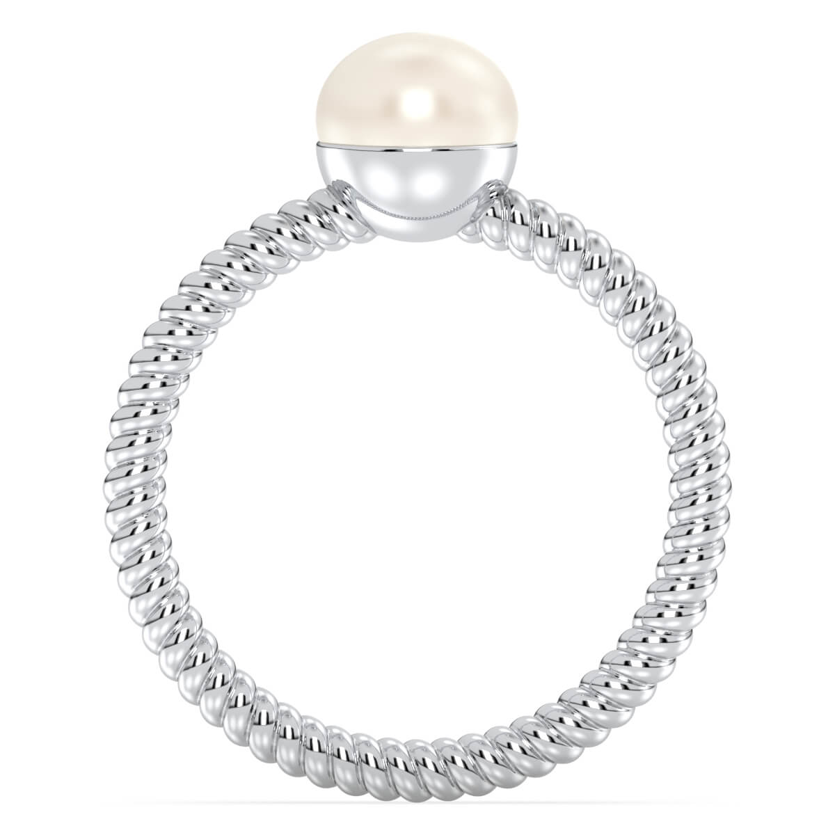 Pearl Twist Band Ring-White