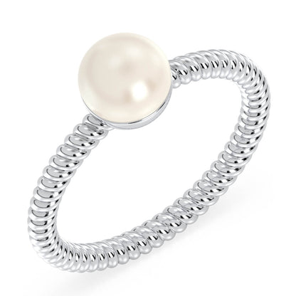 Pearl Twist Band Ring-White