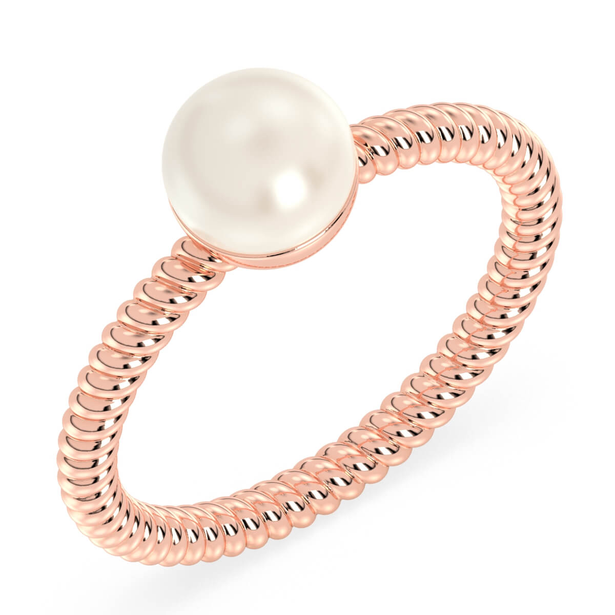 Pearl Twist Band Ring-Rose