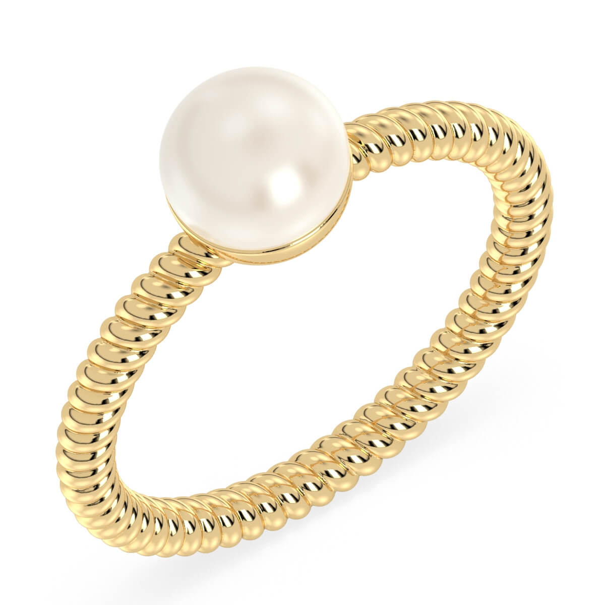 Pearl Twist Band Ring-Yellow