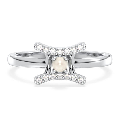 Gemini Zodiac Pearl Ring-White