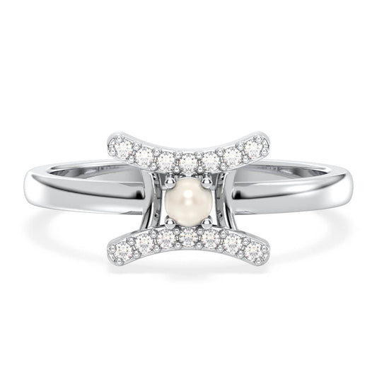 Gemini Zodiac Pearl Ring-White