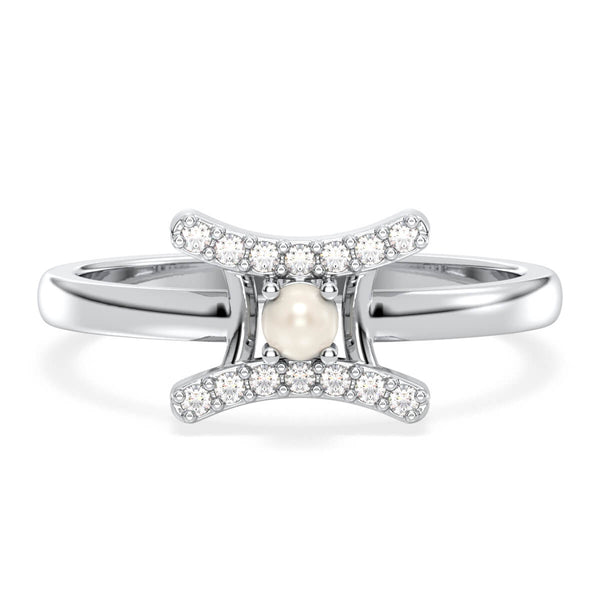 Gemini Zodiac Pearl Ring-White