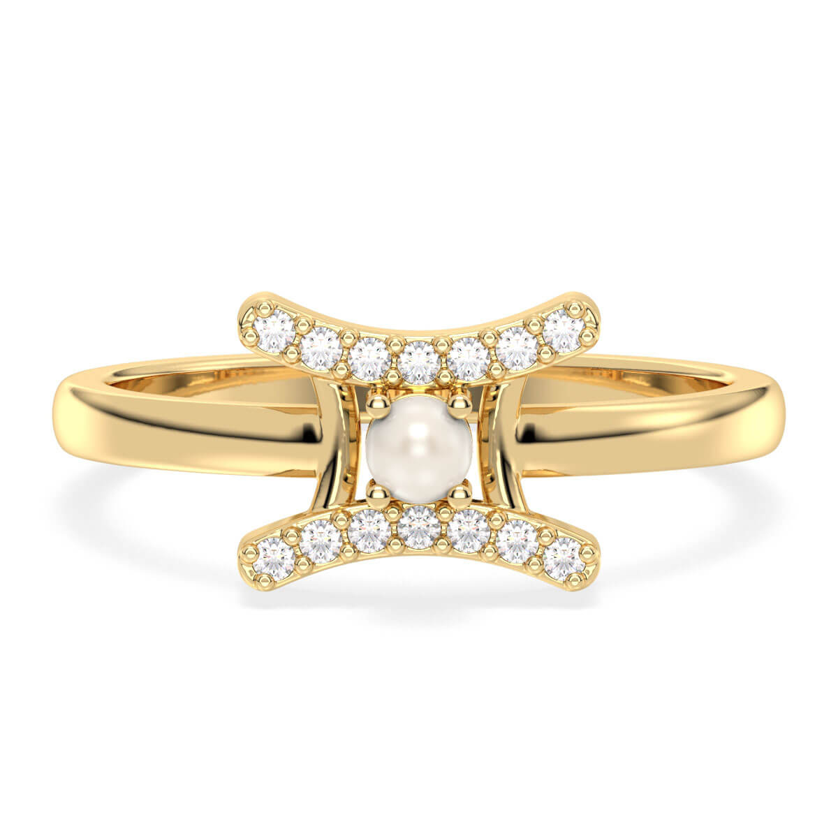 Gemini Zodiac Pearl Ring-Yellow