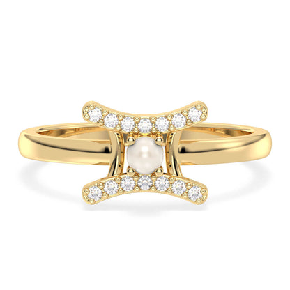 Gemini Zodiac Pearl Ring-Yellow