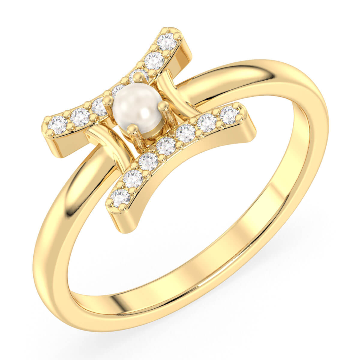 Gemini Zodiac Pearl Ring-Yellow