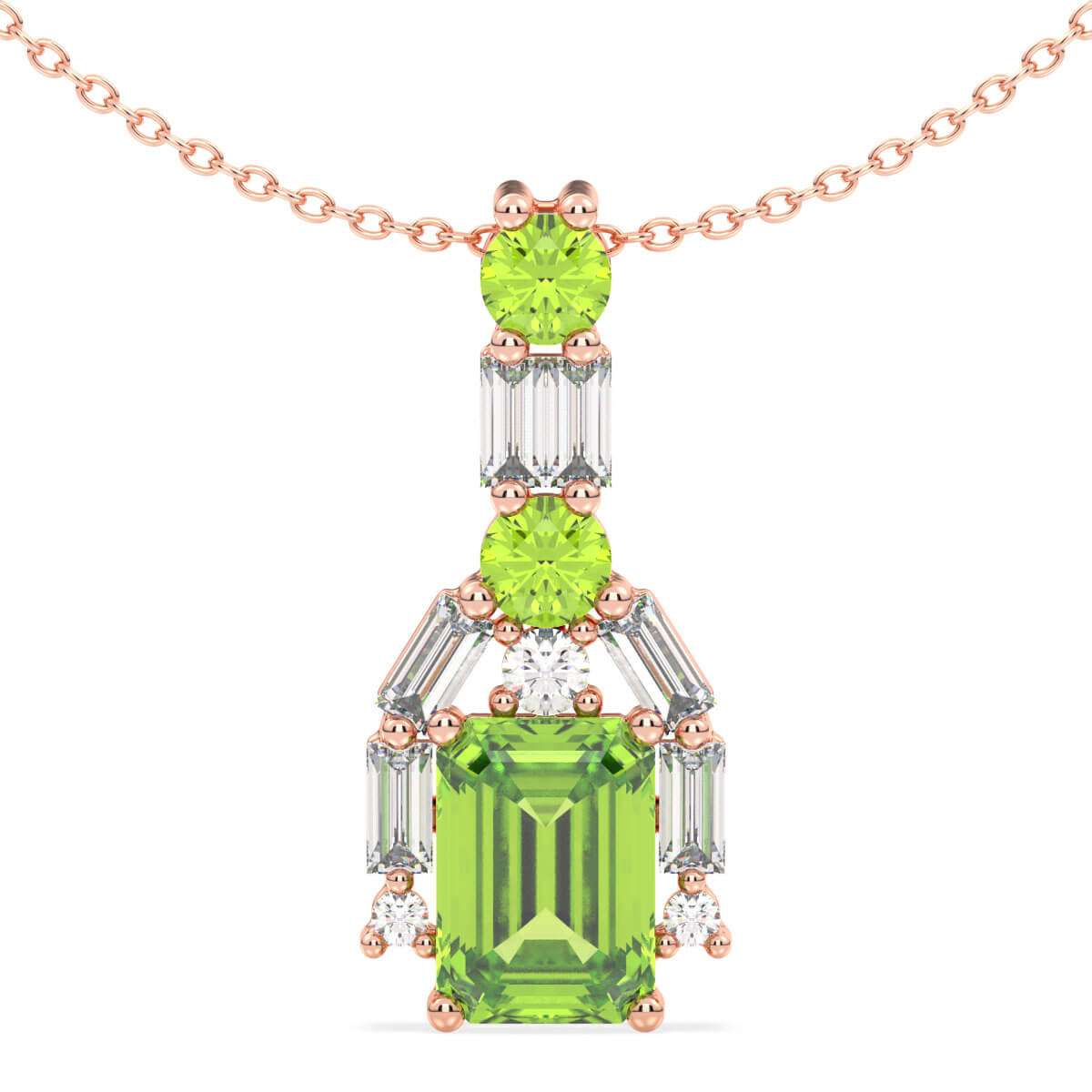 Era Of Nature- Peridot Leaf Pendant-Rose