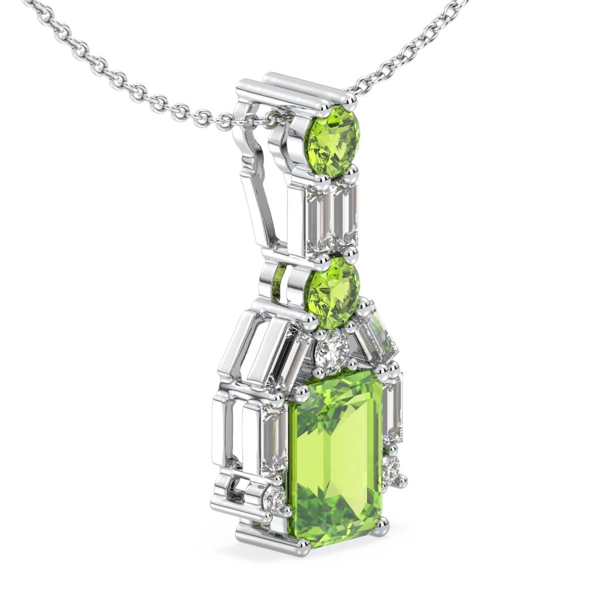 Era Of Nature- Peridot Leaf Pendant-White