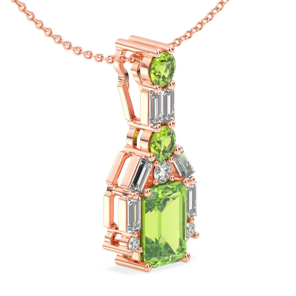 Era Of Nature- Peridot Leaf Pendant-Rose