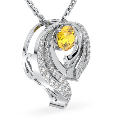 Flame Style Cocktail Pendant With Citrine-White