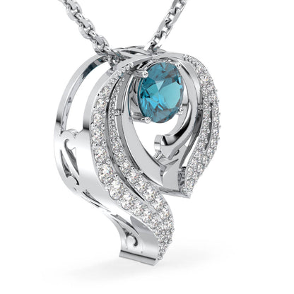 Flame Style Cocktail Pendant With London Blue Topaz-White