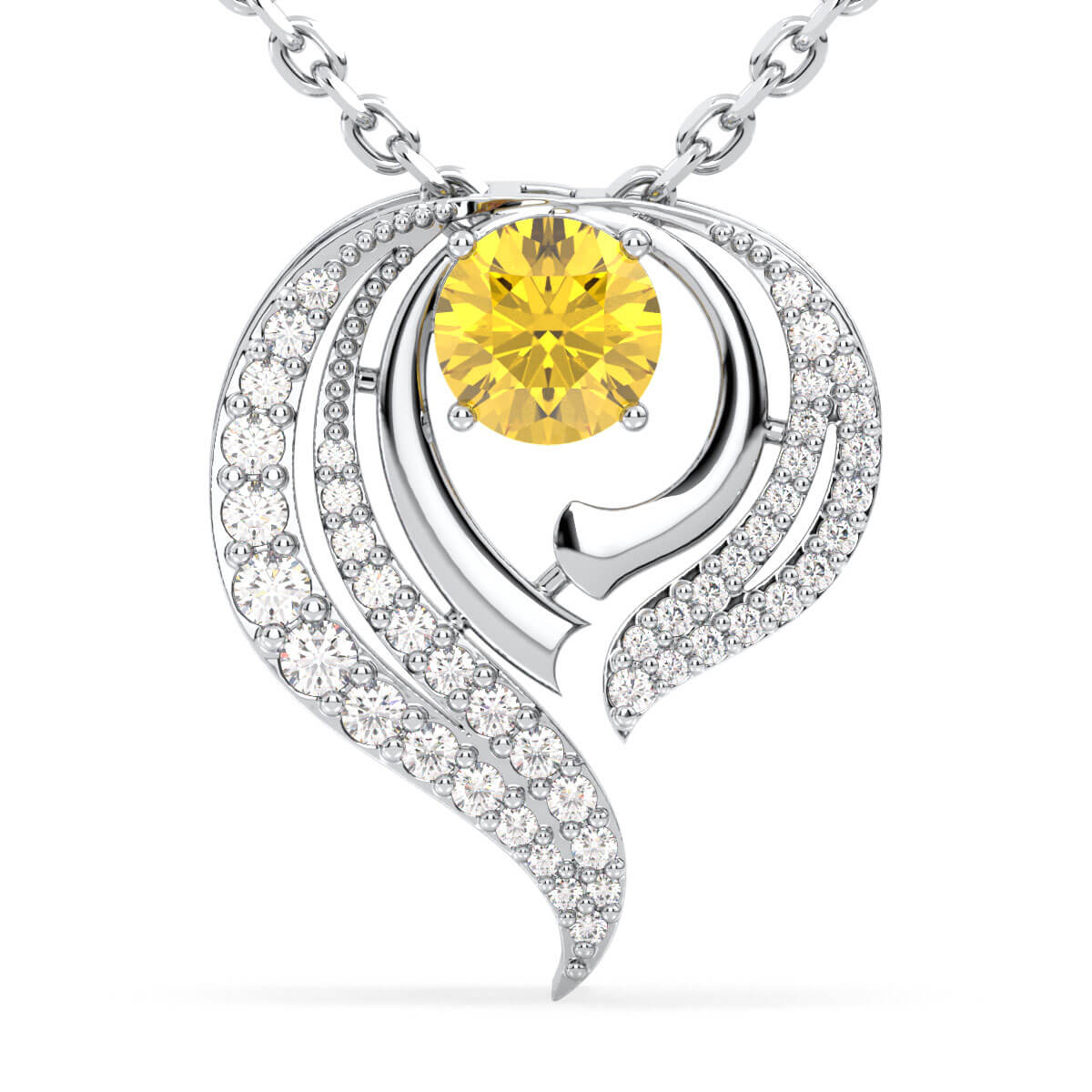 Flame Style Cocktail Pendant With Citrine-White